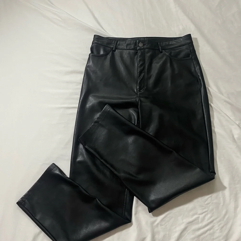 Dynamite Faux Leather Straight Pants - Picture 1 of 15